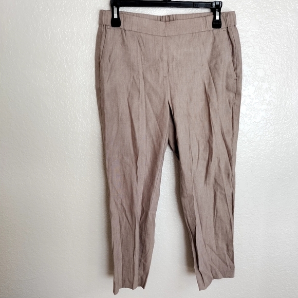 NWT J Jill Linen Stretch Pull On Ankle Pant in Saddle/Khaki Tan sz S petite - Picture 2 of 9